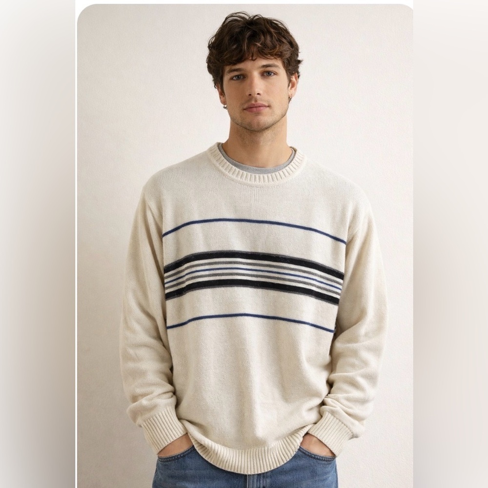Vintage Alexander Julian Colours Cotton Grandpa Stripe Sweater Men’s Size 2XL